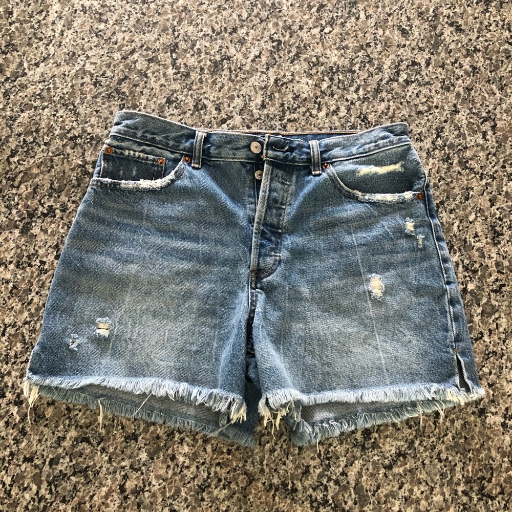 A&F high rise boyfriend cutoff jean shorts